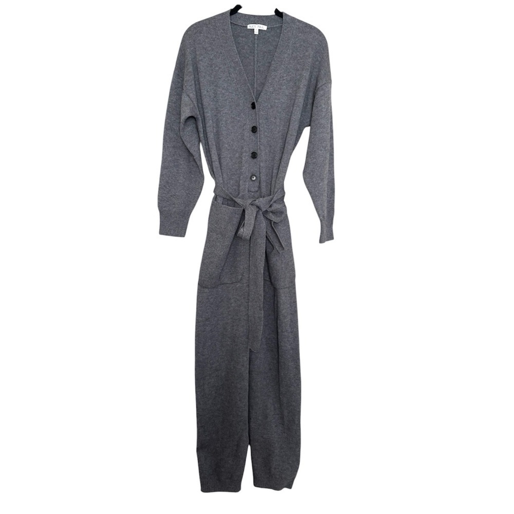Alex Mill Belted Merino Sweater Jumpsuit Heather Grey - Picture 2 of 5